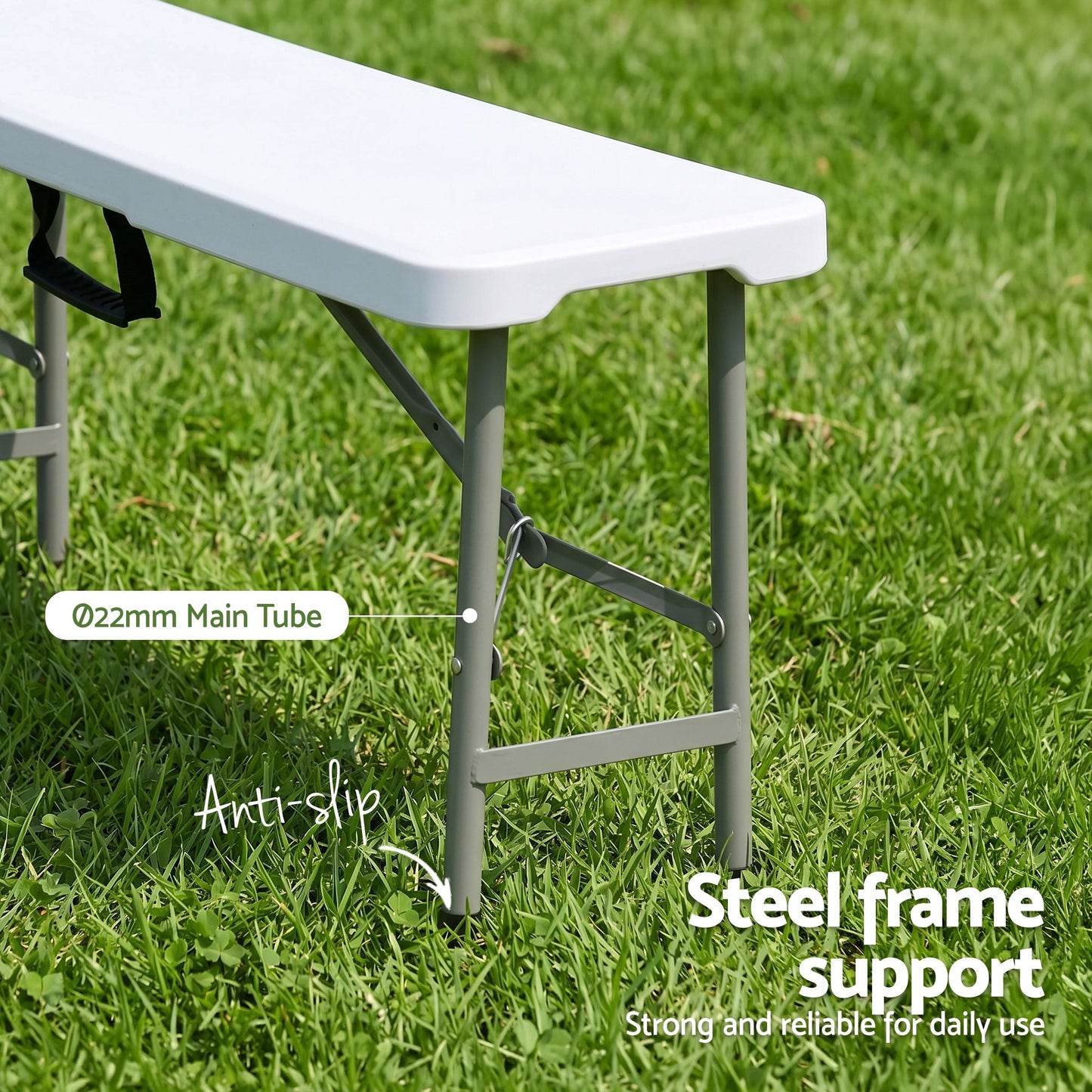 Folding Table 180cm Trestle HDPE Fold In Half - White