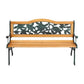 Tavren Outdoor Garden Bench Seat 126cm Wooden Cast Iron 3 Seater Patio Furniture Natural