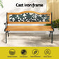 Tavren Outdoor Garden Bench Seat 126cm Wooden Cast Iron 3 Seater Patio Furniture Natural