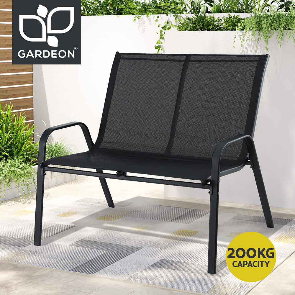 Rylen Garden Bench Seat Steel Outdoor Patio Park Lounge Backyard Chair Black