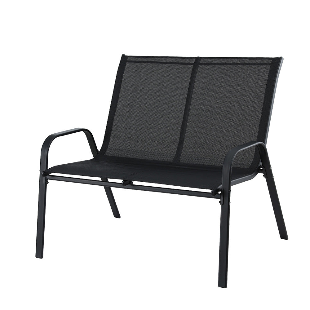 Rylen Garden Bench Seat Steel Outdoor Patio Park Lounge Backyard Chair Black