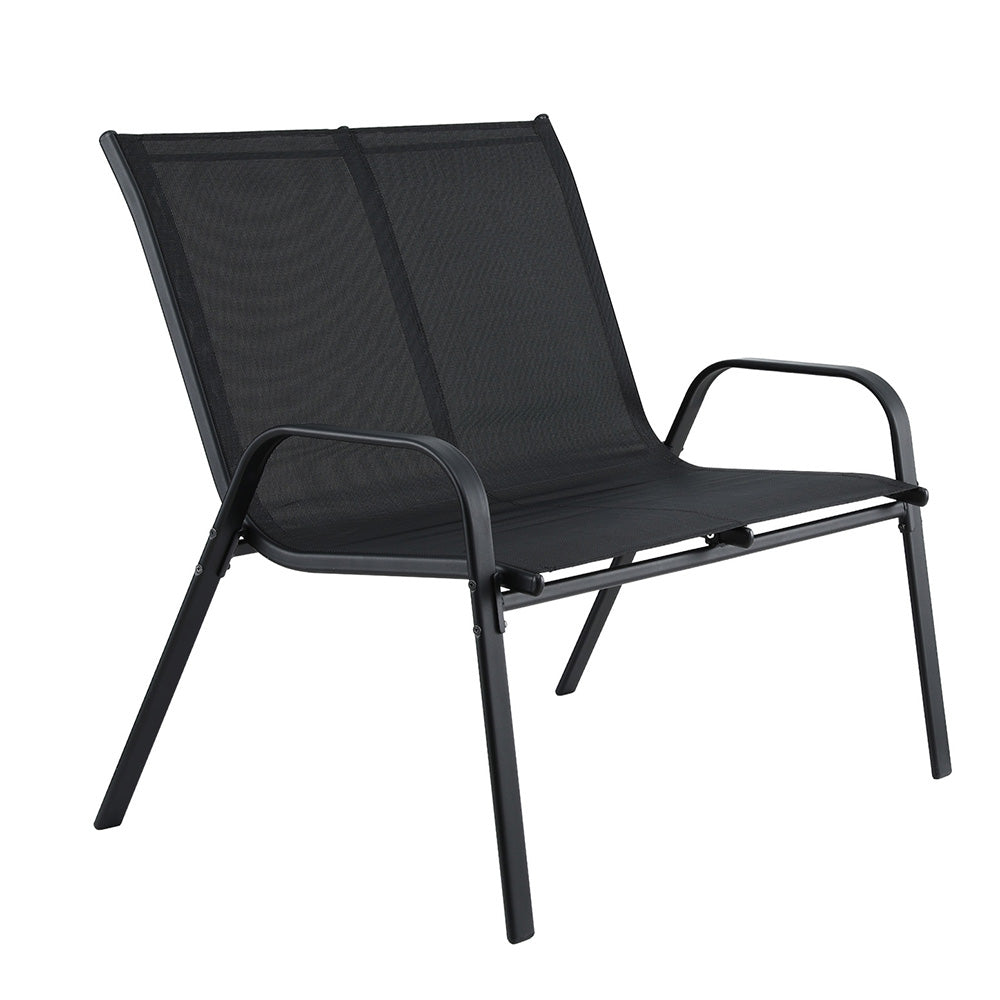 Rylen Garden Bench Seat Steel Outdoor Patio Park Lounge Backyard Chair Black