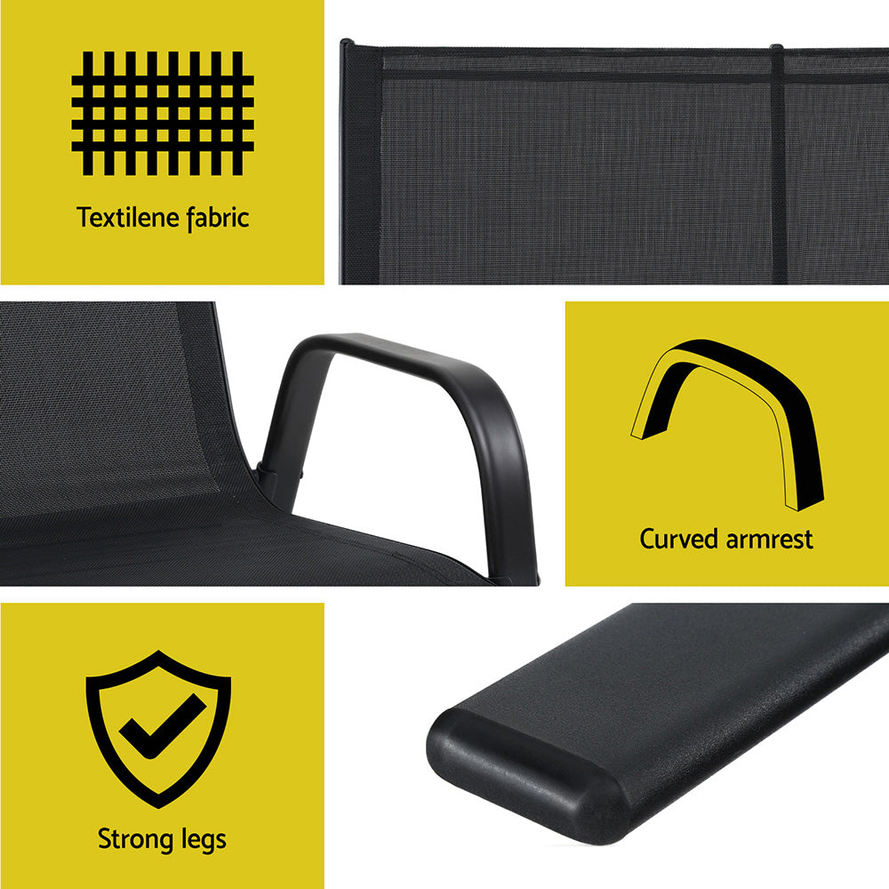 Rylen Garden Bench Seat Steel Outdoor Patio Park Lounge Backyard Chair Black