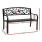 Merrick Outdoor Bench Seat Garden Steel Outdoor Furniture 3 Seater Park Black