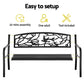 Merrick Outdoor Bench Seat Garden Steel Outdoor Furniture 3 Seater Park Black