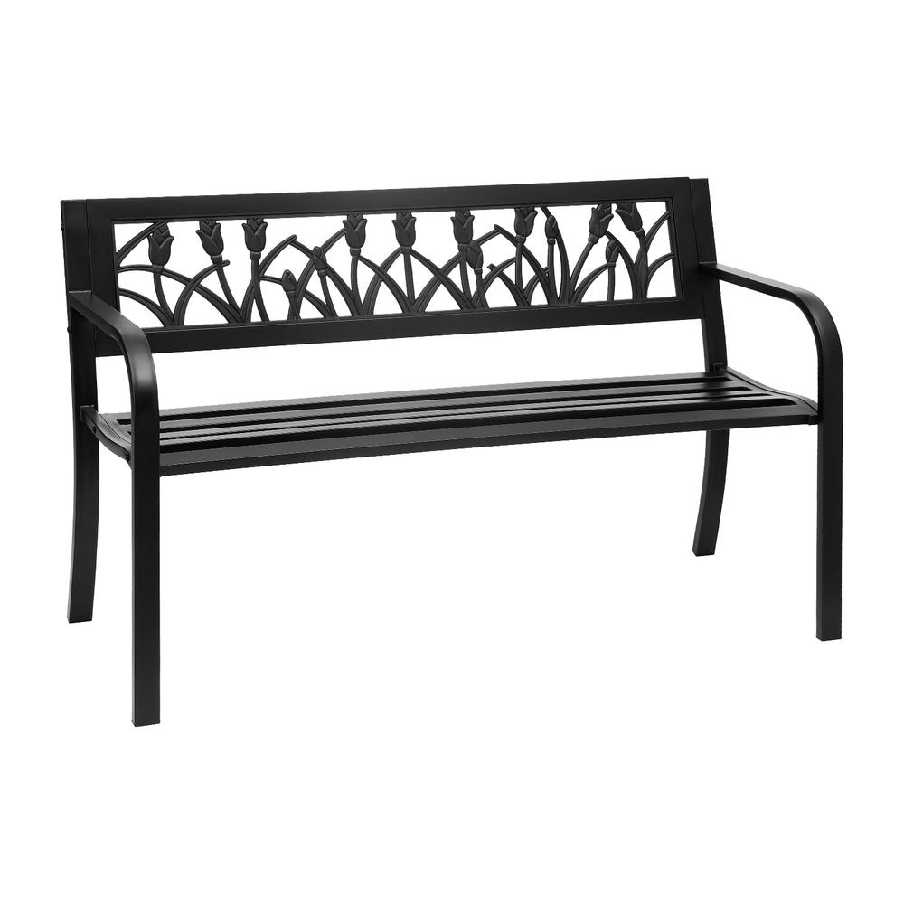 Elsen Outdoor Garden Bench Seat Outdoor Furniture Steel 2 Seater Park Black