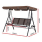 Astride Outdoor Swing Chair Garden Chair Canopy Cup Holder 3 Seater - Brown