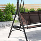 Astride Outdoor Swing Chair Garden Chair Canopy Cup Holder 3 Seater - Brown