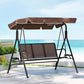 Astride Outdoor Swing Chair Garden Chair Canopy Cup Holder 3 Seater - Brown