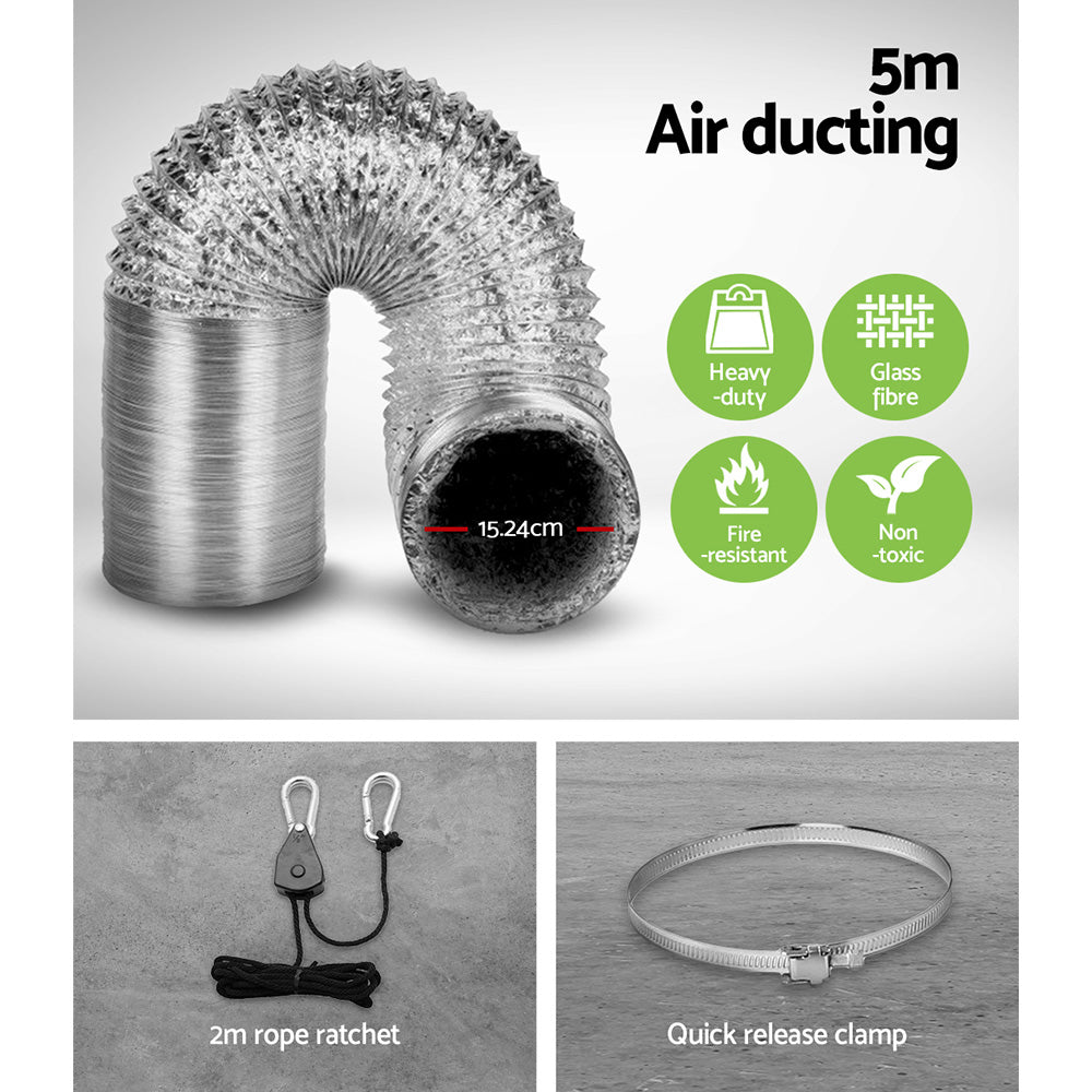 6"Ventilation Kit Fan Grow Tent Kit Carbon Filter Duct Speed Controlled