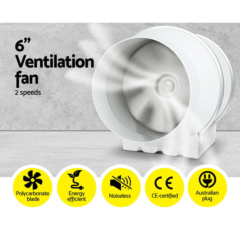 6"Ventilation Kit Fan Grow Tent Kit Carbon Filter Duct Speed Controlled