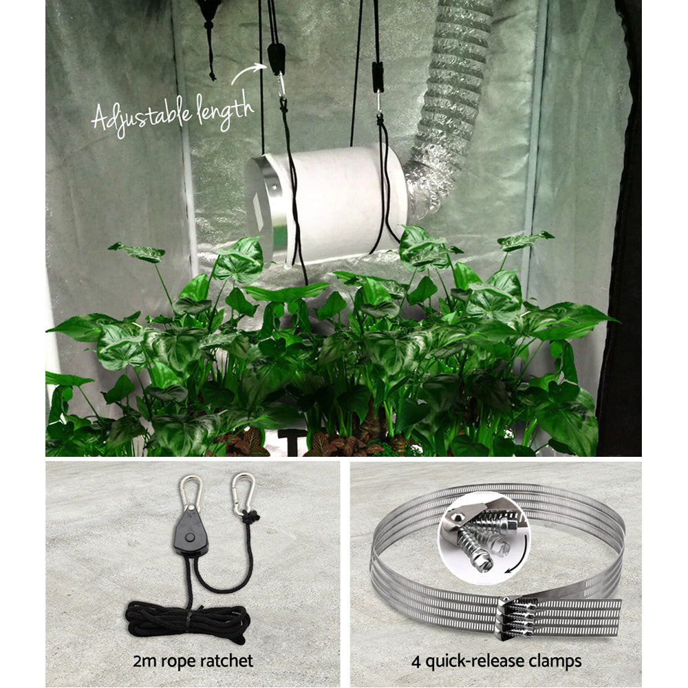 4"Ventilation Kit Fan Hydroponics Grow Tent Kit Carbon Filter Duct