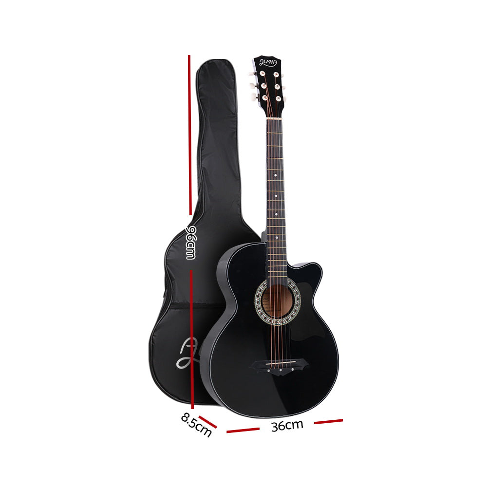 38 Inch Wooden Acoustic Guitar Black