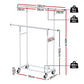 Clothes Rack Double Rod Airer Rail Coat Stand Adjustable Hanger