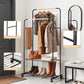 Clothes Rack Double Rod Airer Rail Coat Stand Hanger Storage Shelf
