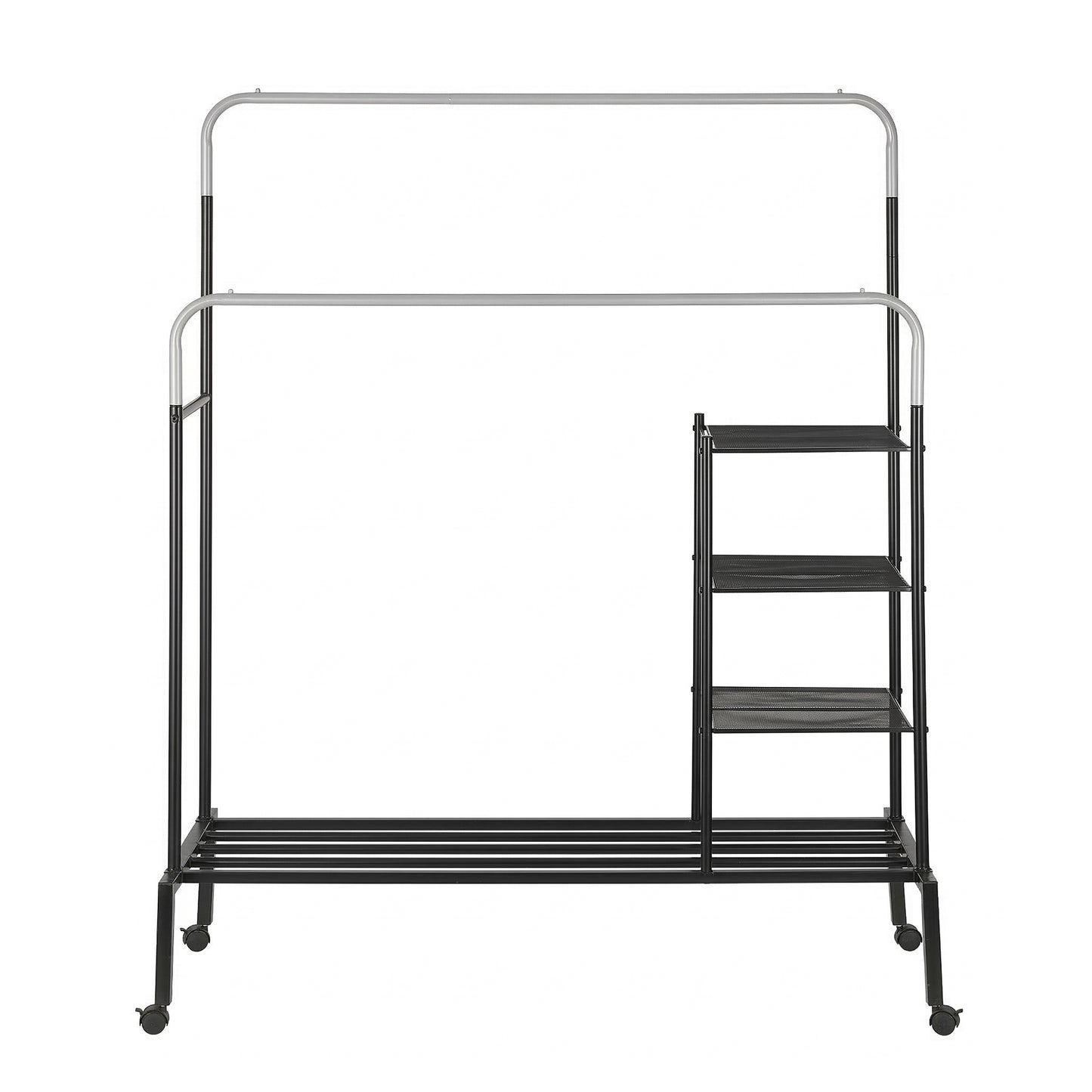Clothes Rack Double Rod Airer Rail Coat Stand Hanger Storage Shelf
