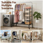 Clothes Rack Double Rod Airer Rail Coat Stand Hanger Storage Shelf
