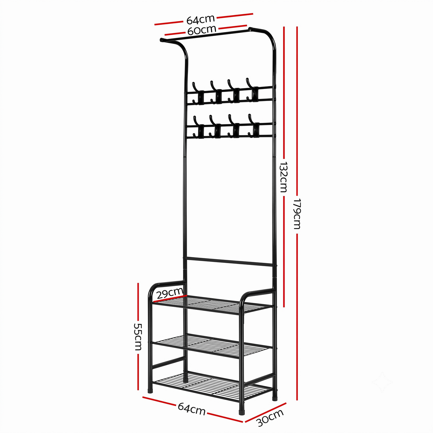 Clothes Rack Airer Coat Stand 179cm Hanger Rail Closet