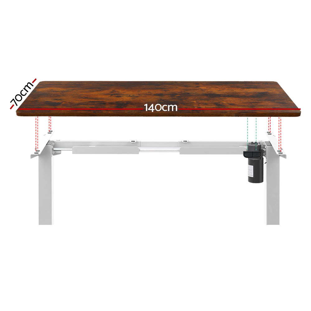 Artiss Standing Desk Motorised Sit Stand Desks Rustic Brown 140cm