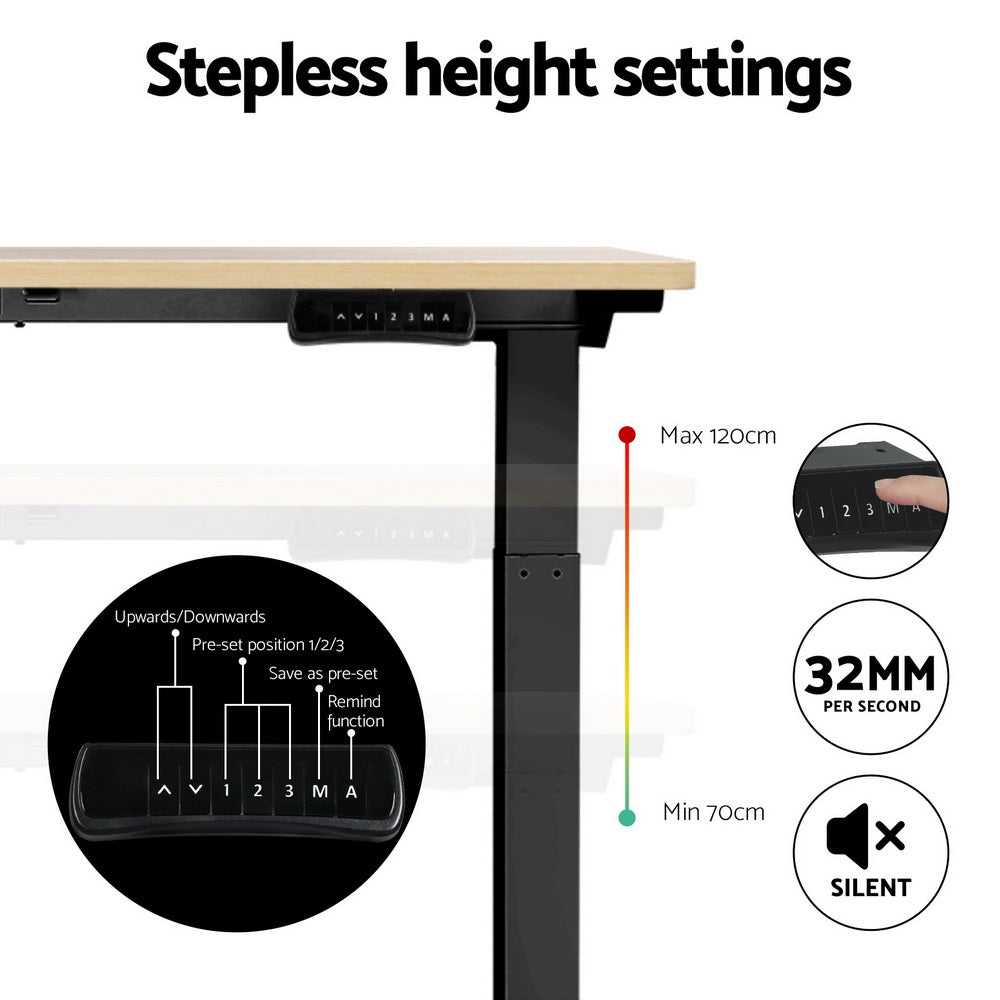 Artiss Standing Desk Motorised Dual Motor White Oak 140cm