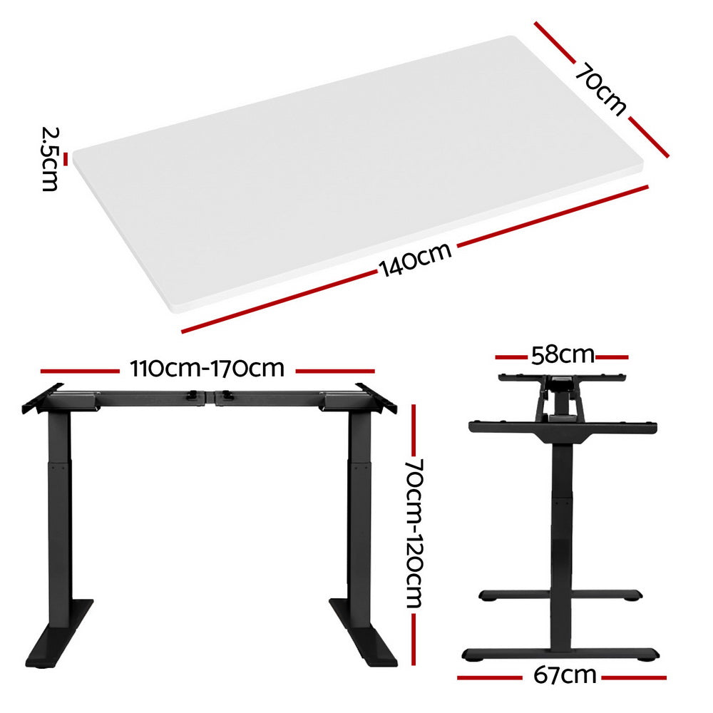 Artiss Standing Desk Motorised Dual Motor White 140cm
