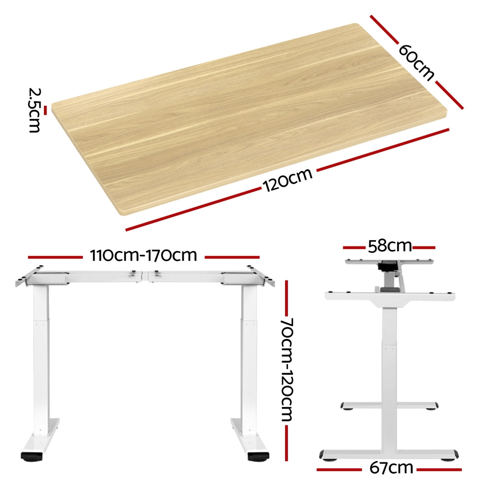 Artiss Standing Desk Motorised Dual Motor 120cm White Oak