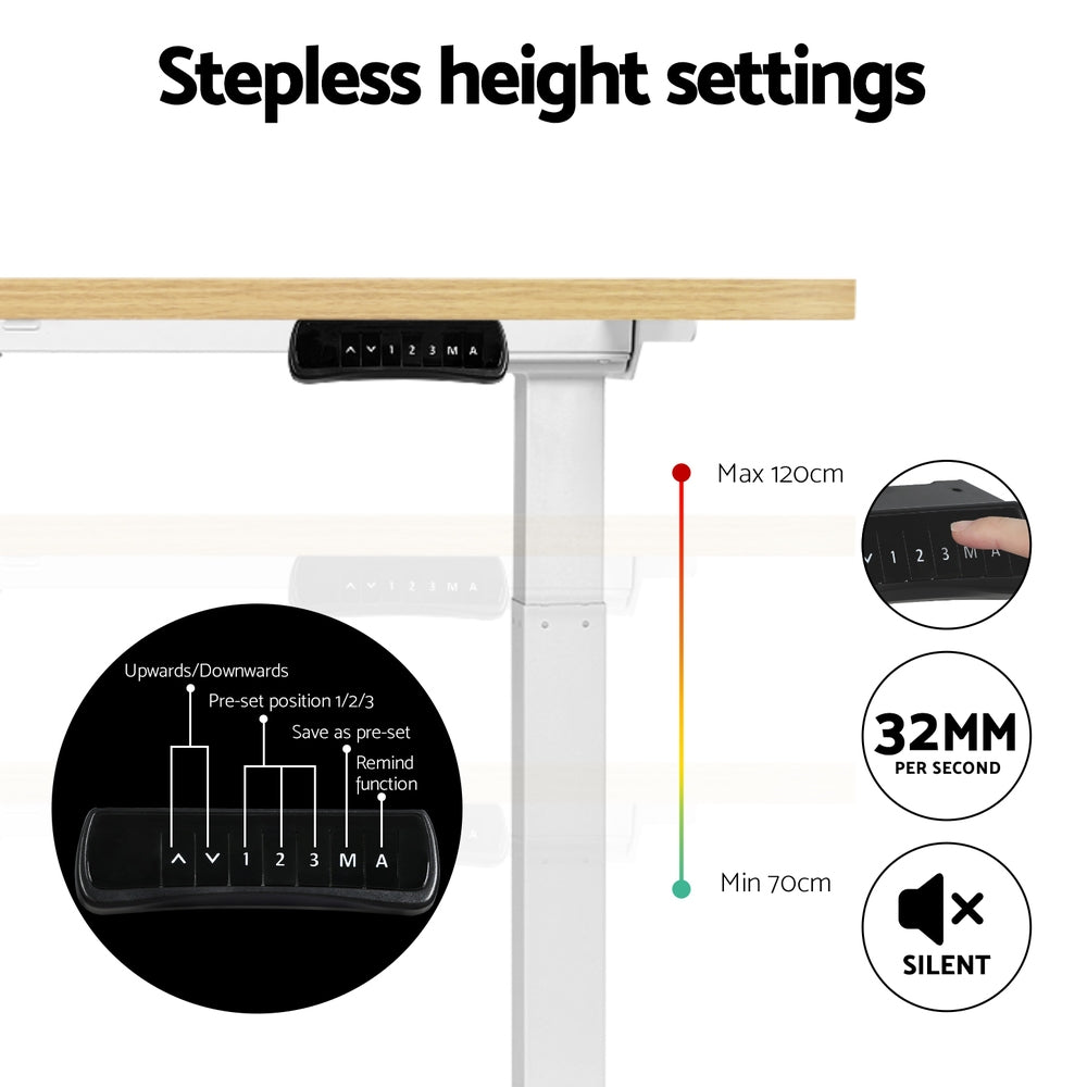 Artiss Standing Desk Motorised Dual Motor 120cm White Oak