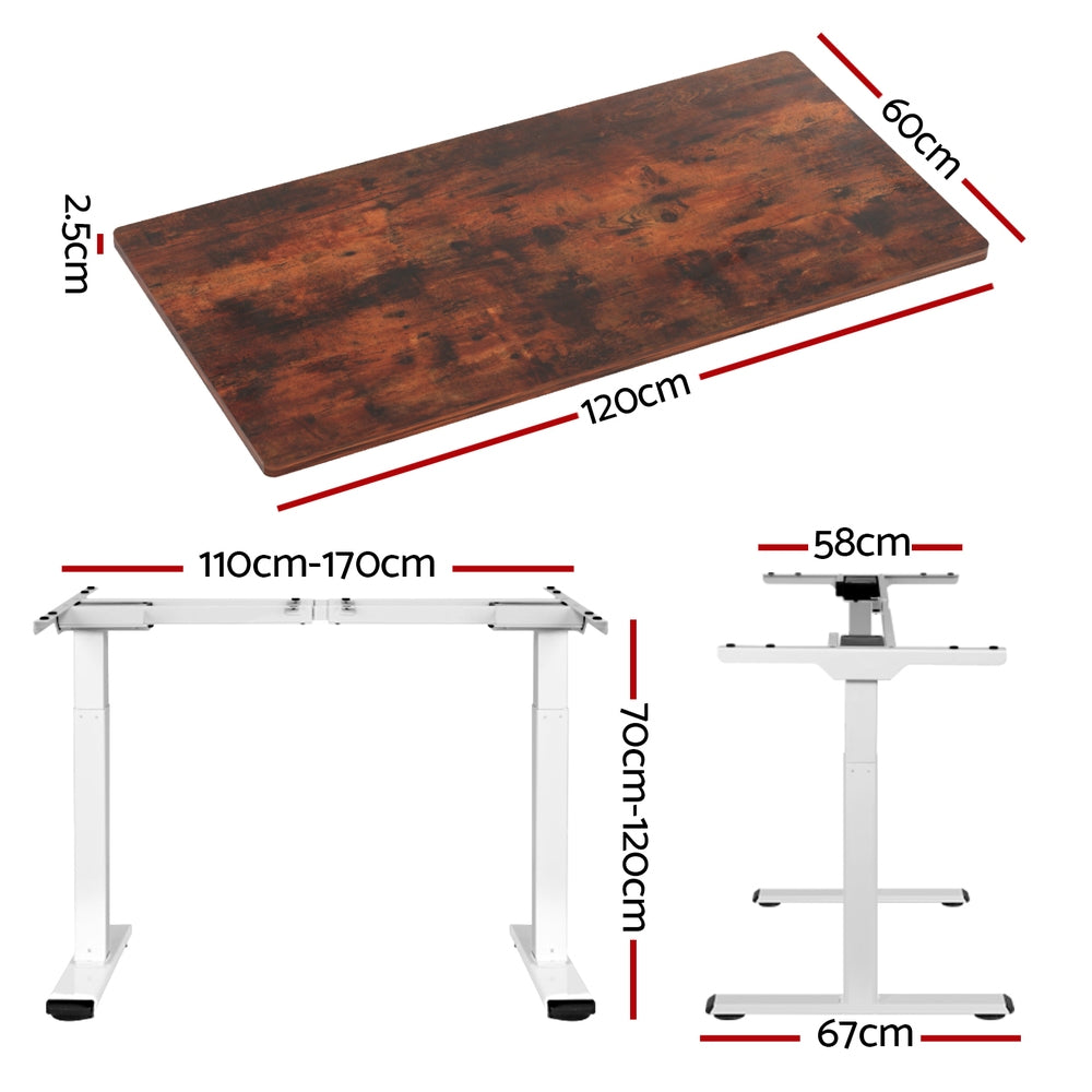 Artiss Standing Desk Motorised Dual Motor 120cm Rustic Brwon