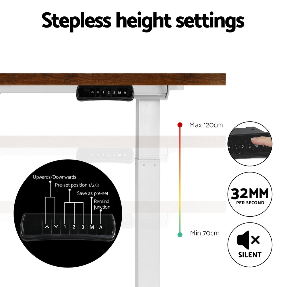 Artiss Standing Desk Motorised Dual Motor 140cm Rustic Brwon