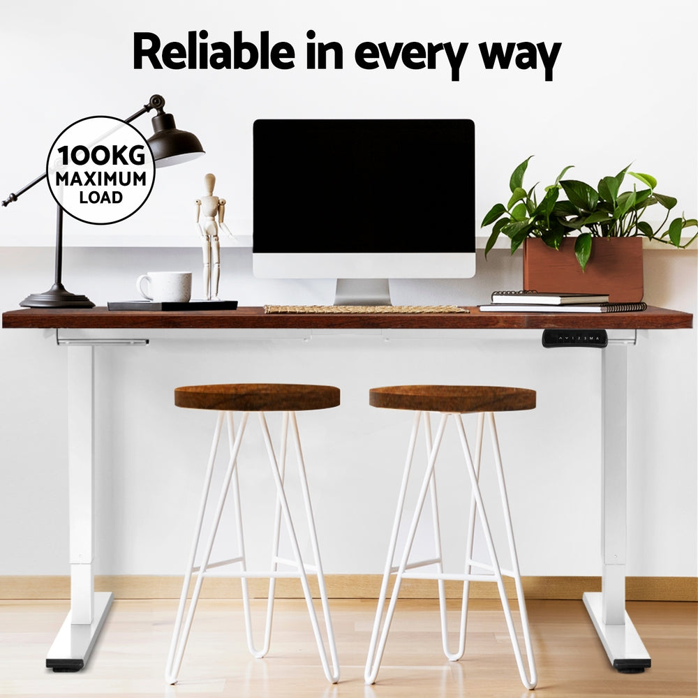 Artiss Standing Desk Motorised Dual Motor 140cm Rustic Brwon