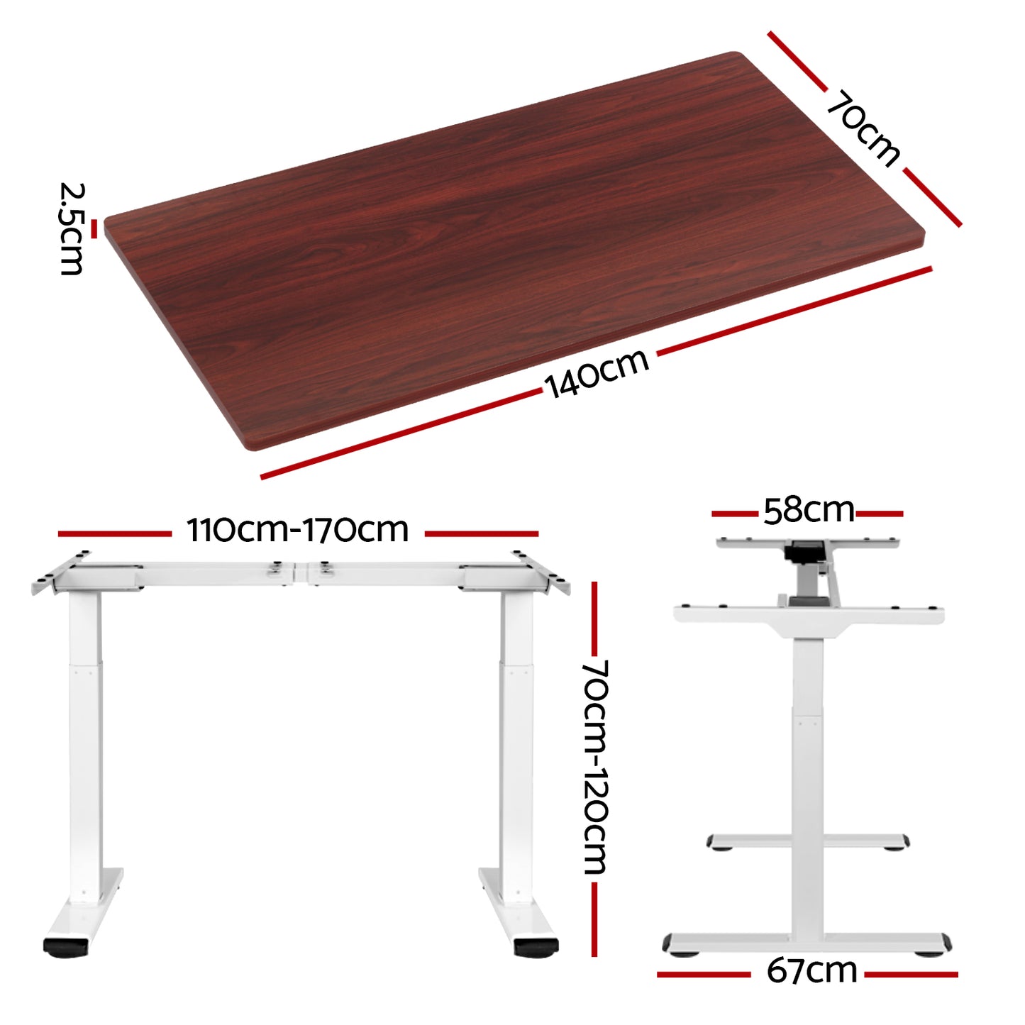 Artiss Standing Desk Motorised Dual Motor 140cm Walnut