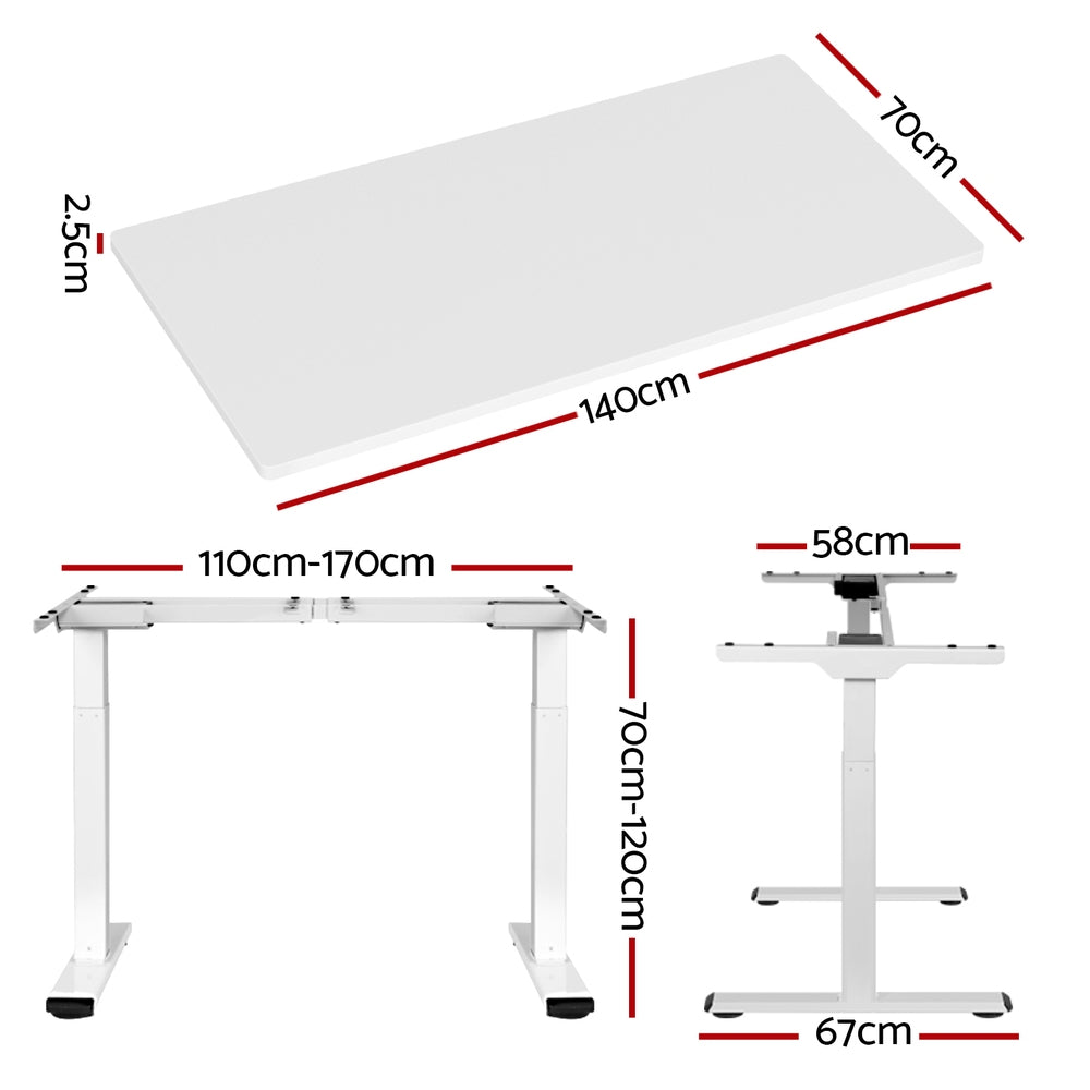 Artiss Standing Desk Motorised Dual Motor 140cm White