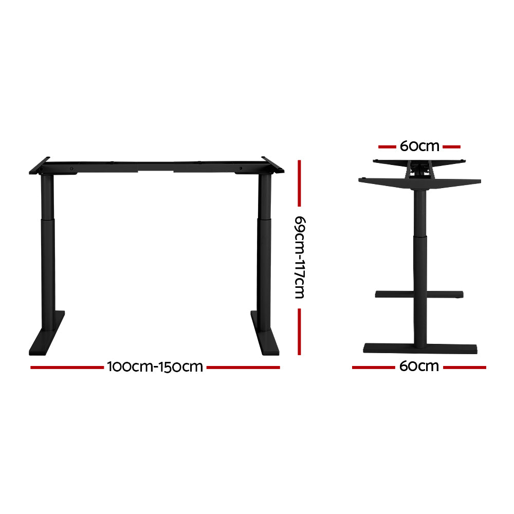 Artiss Standing Desk Frame Only Dual Motor Motorised Adjustable 125Kg Load Black