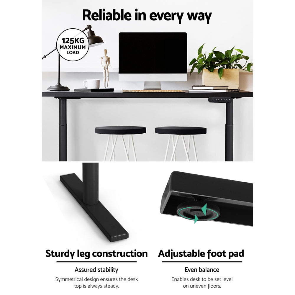 Artiss Standing Desk Frame Only Dual Motor Motorised Adjustable 125Kg Load Black