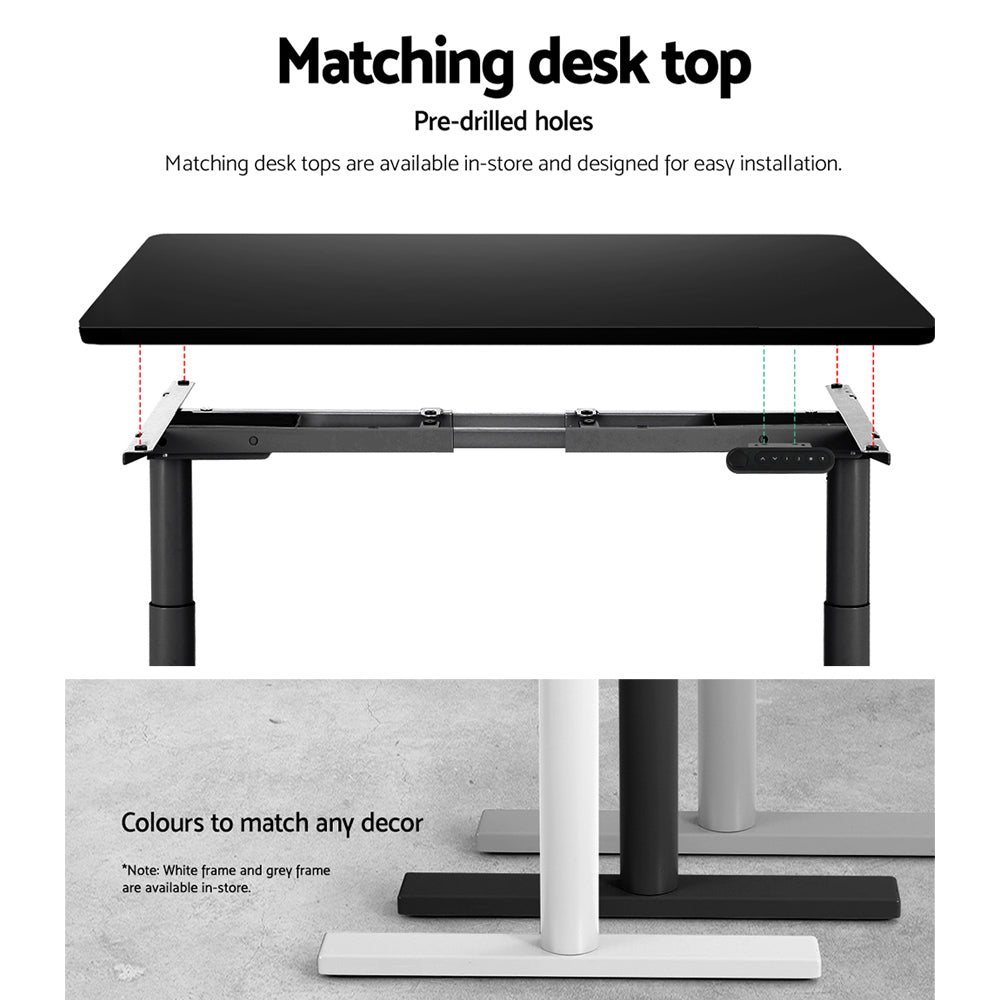 Artiss Standing Desk Frame Only Dual Motor Motorised Adjustable 125Kg Load Black