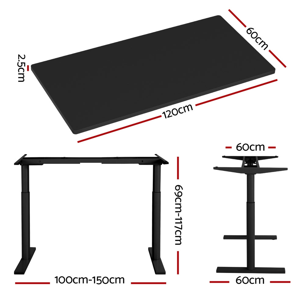 Artiss Standing Desk Motorised Electric Dual Motor Black 120cm