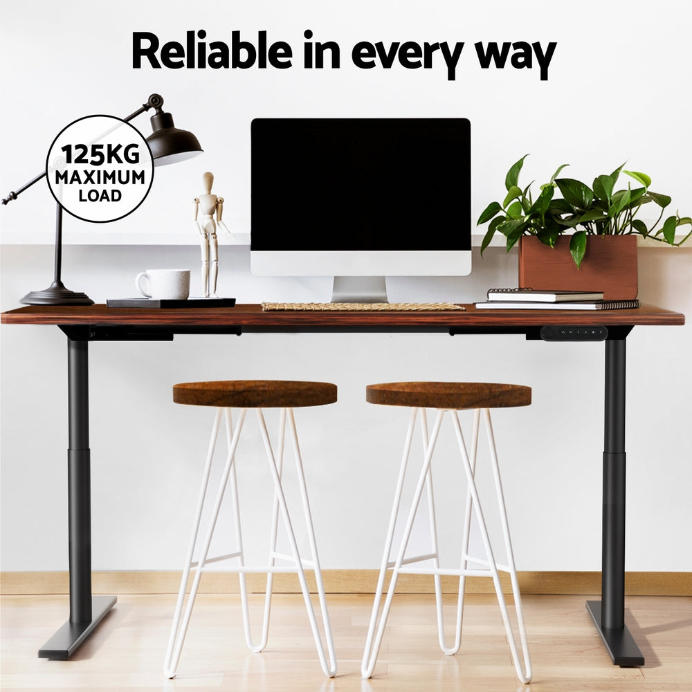 Artiss Standing Desk Motorised Electric Dual Motor Rustic Brown 140cm