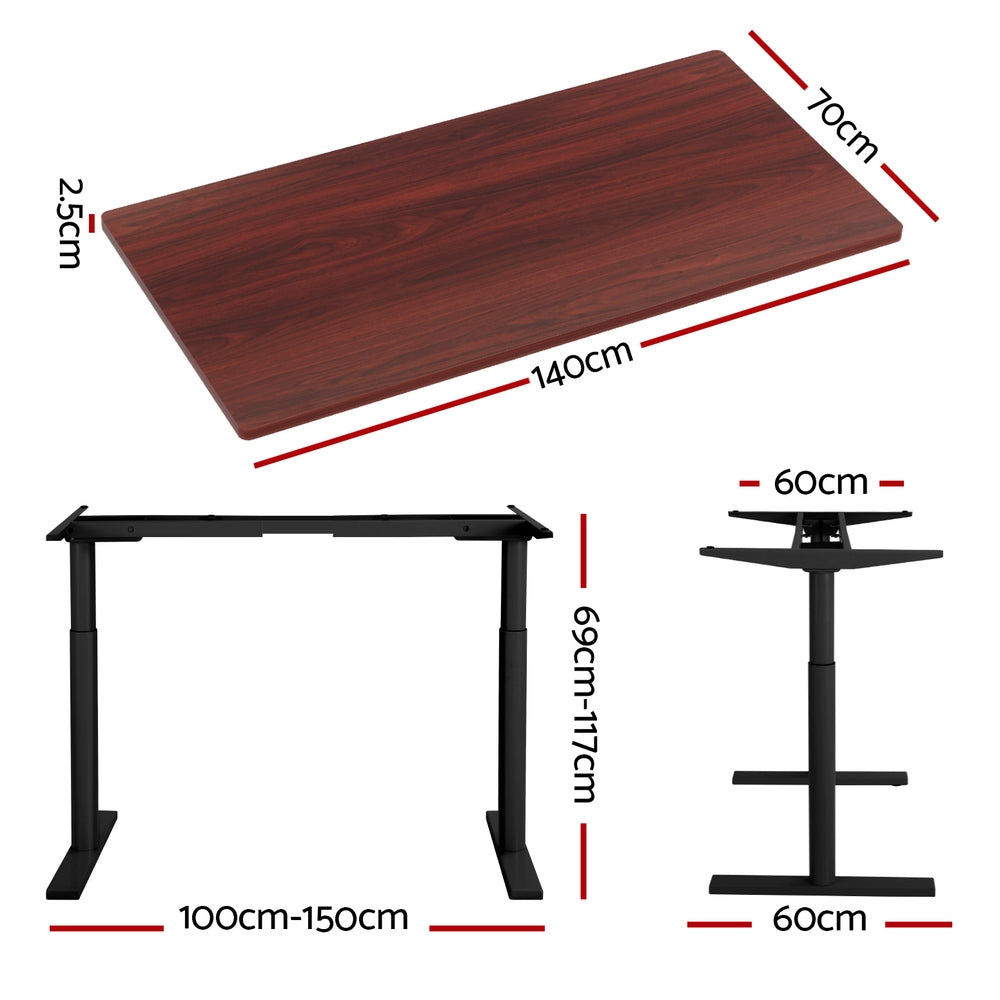 Artiss Standing Desk Motorised Electric Dual Motor Walnut 140cm