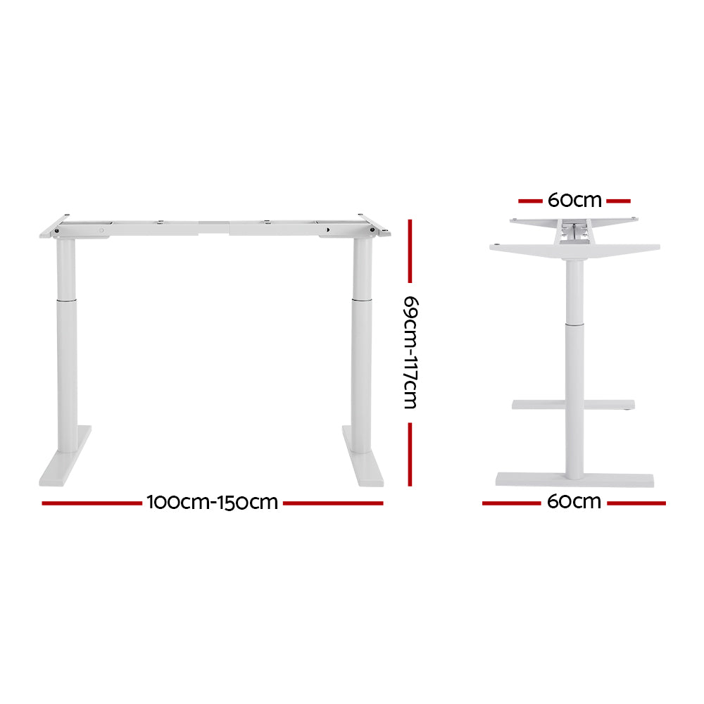 Artiss Standing Desk Frame Only Dual Motor Motorised Adjustable 125Kg Load White