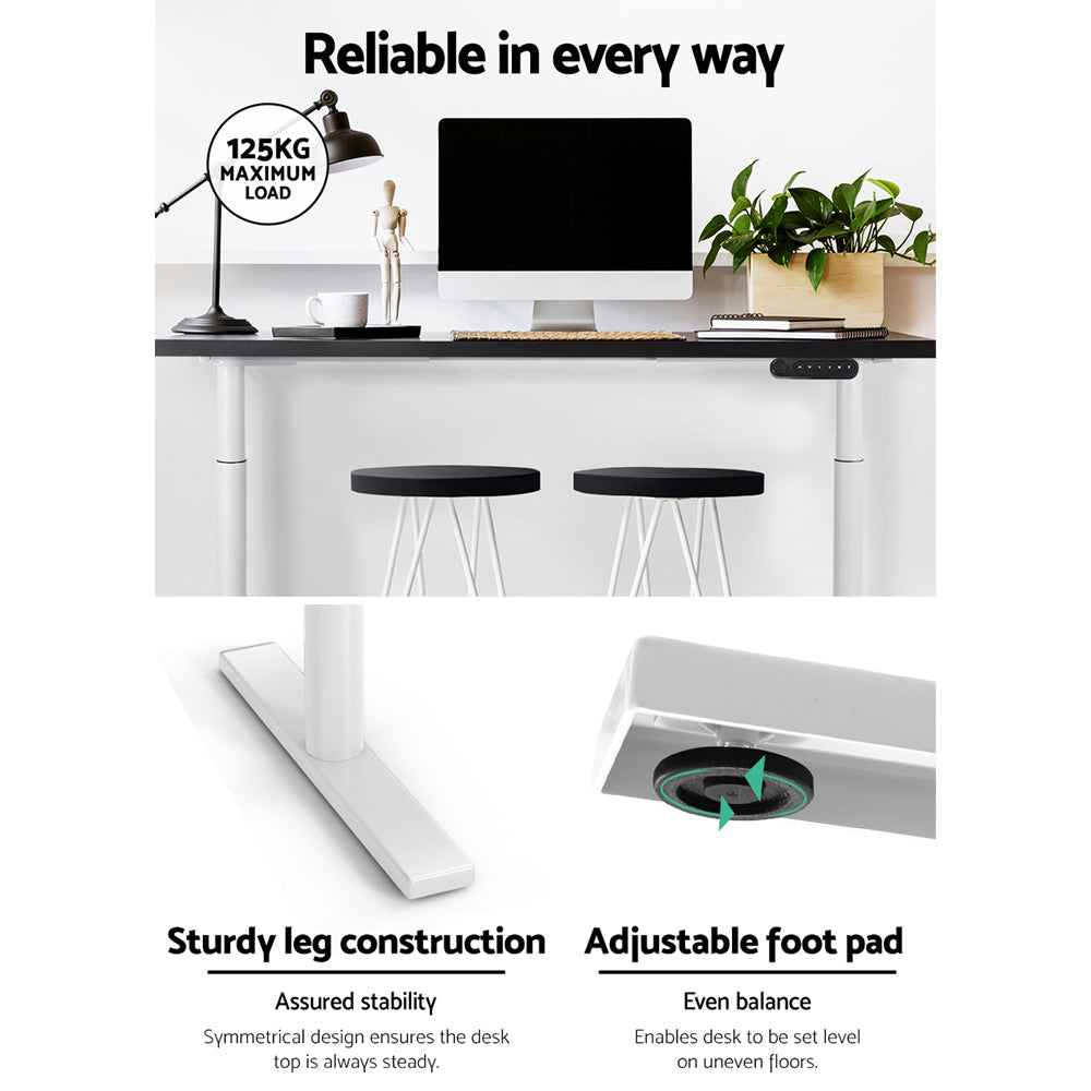 Artiss Standing Desk Frame Only Dual Motor Motorised Adjustable 125Kg Load White