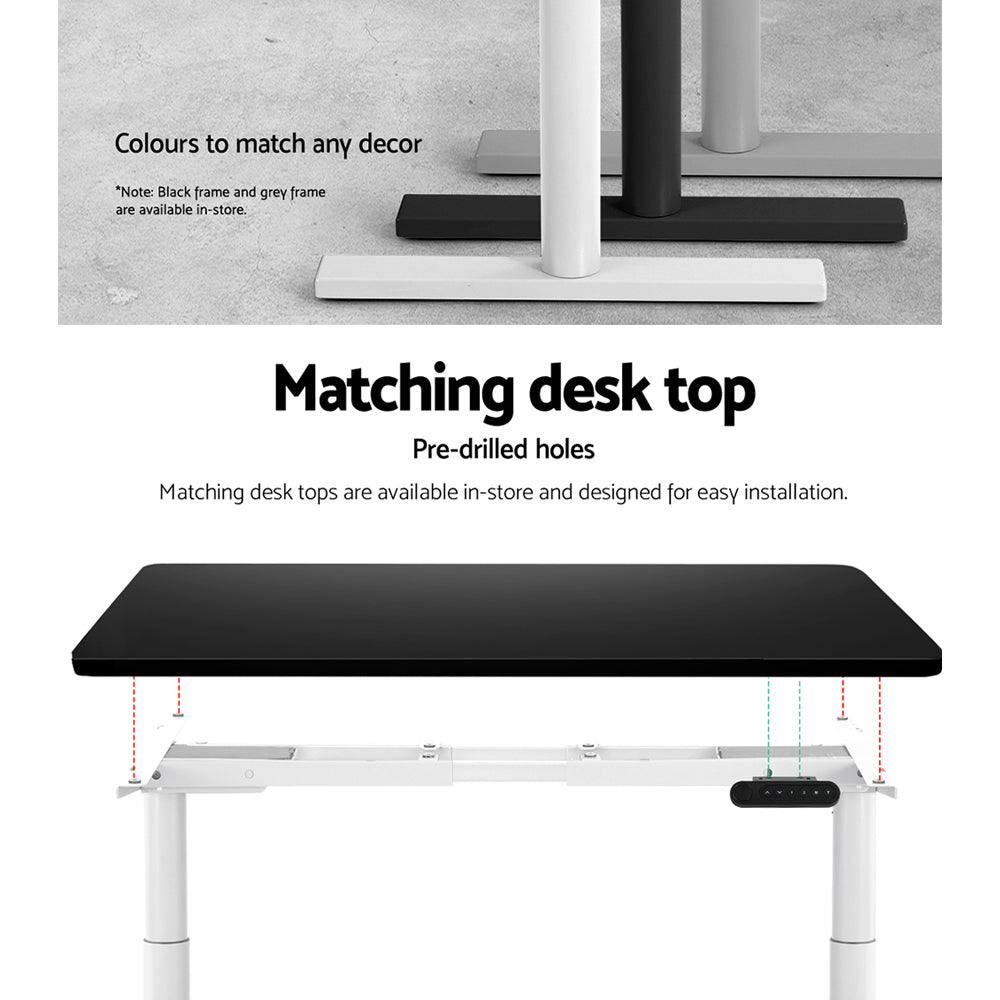 Artiss Standing Desk Frame Only Dual Motor Motorised Adjustable 125Kg Load White