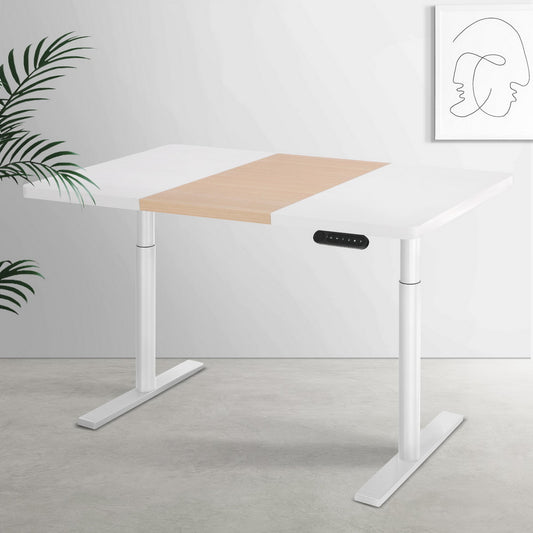 Artiss Standing Desk Motorised Electric Dual Motor Splice White Pine 120cm