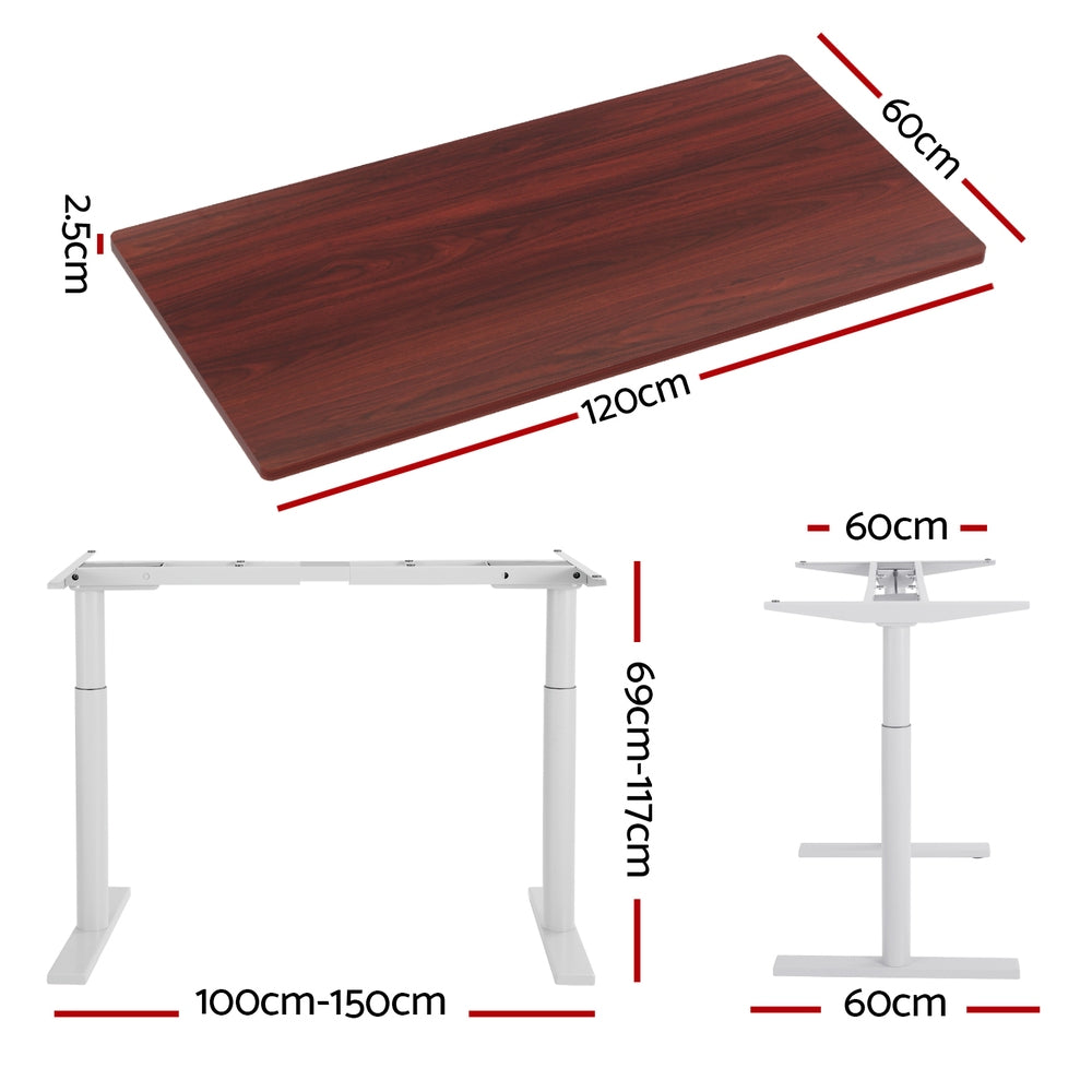 Artiss Standing Desk Motorised Electric Dual Motor 120cm Walnut