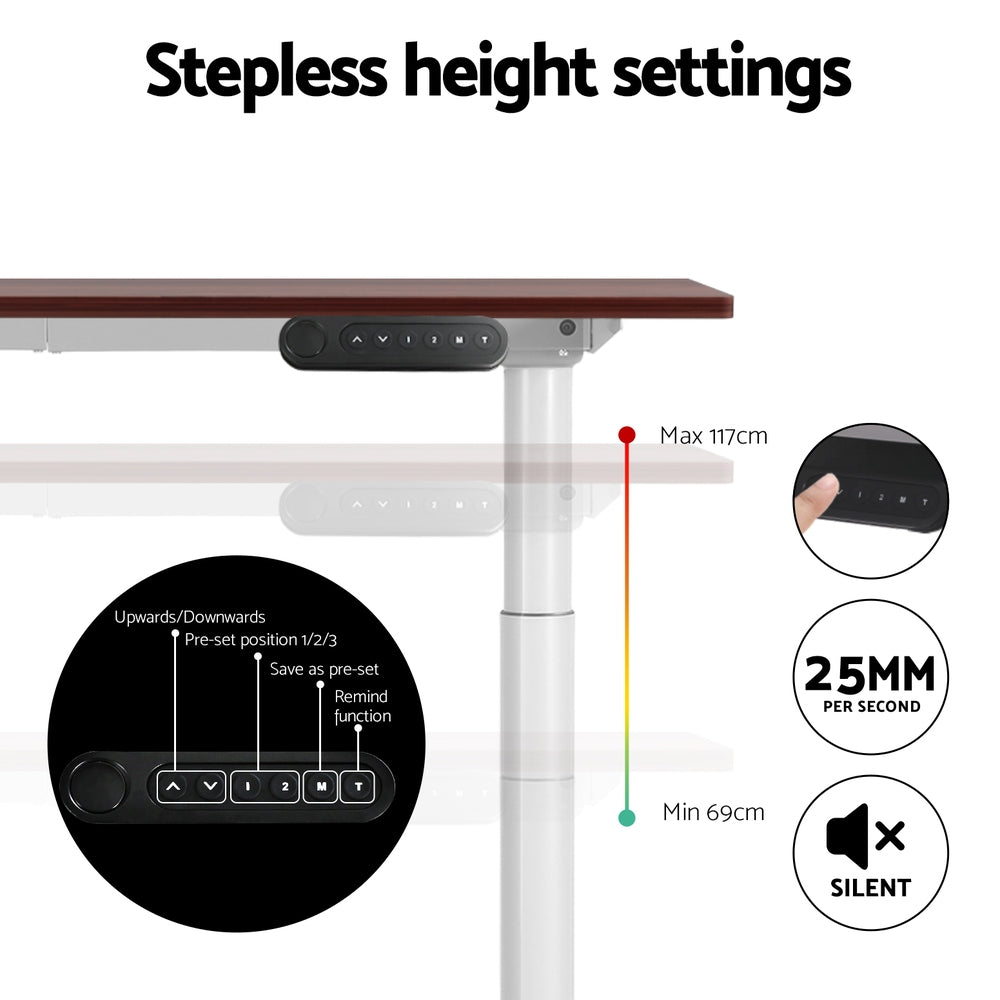 Artiss Standing Desk Motorised Electric Dual Motor 120cm Walnut