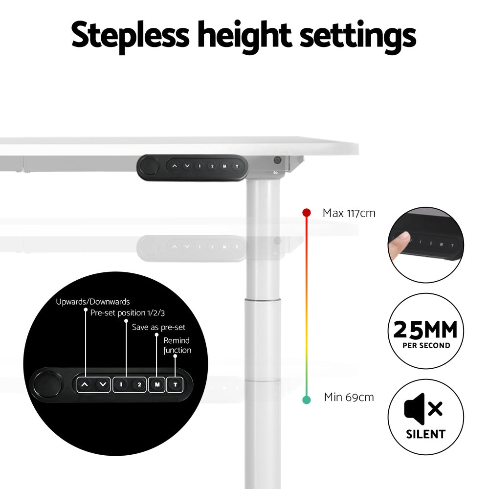 Artiss Standing Desk Motorised Electric Dual Motor 140cm White