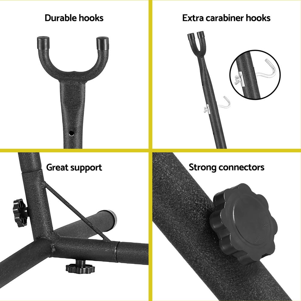 Hammock Chair Outdoor Camping Hanging with Stand 150x90cm - Grey