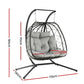 Outdoor Swing Chair 2 Seater with Stand Cushion Rattan Patio Furniture - Dark Grey