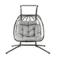Outdoor Swing Chair 2 Seater with Stand Cushion Rattan Patio Furniture - Dark Grey