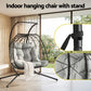 Outdoor Swing Chair 2 Seater with Stand Cushion Rattan Patio Furniture - Dark Grey