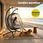 Outdoor Swing Chair 2 Seater with Stand Cushion Rattan Patio Furniture - Dark Grey